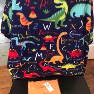 Colorful boys Dino tee shirt  & coordinating Dinosaur Print Blanket mat set